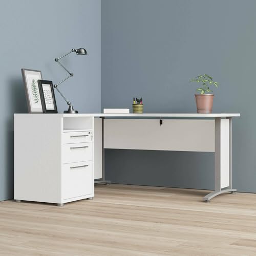 Dmora - Schreibtisch Aimee, Mehrzweckschreibtisch, Bürotisch für PC, Eckschreibtisch, 159x151 h75 cm, Weiß und Grau Dmora - Schreibtisch Aimee, Mehrzweckschreibtisch, Bürotisch für PC, Eckschreibtisch, 159x151 h75 cm, Weiß und Grau