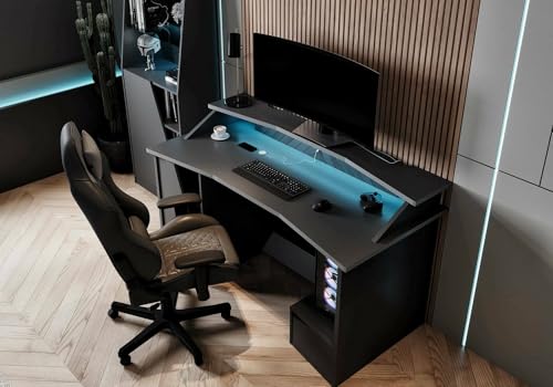Dmora - Schreibtisch Ardeche, Mehrzweckschreibtisch, Bürotisch für PC, Eckschreibtisch, 160x76 h92 cm, Schwarz Dmora - Schreibtisch Ardeche, Mehrzweckschreibtisch, Bürotisch für PC, Eckschreibtisch, 160x76 h92 cm, Schwarz