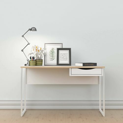 Dmora - Schreibtisch Brielle, Mehrzweckschreibtisch, Bürotisch für PC, Eckschreibtisch, 130x48 h77 cm, Weiß Dmora - Schreibtisch Brielle, Mehrzweckschreibtisch, Bürotisch für PC, Eckschreibtisch, 130x48 h77 cm, Weiß