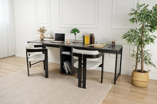 Dmora - Schreibtisch Caprioli, Mehrzweckschreibtisch, Bürotisch für PC, Eckschreibtisch, 240x60 h74 cm, Anthrazit von Dmora