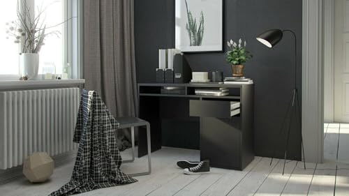 Dmora - Schreibtisch Cherie, Mehrzweckschreibtisch, Bürotisch für PC, Eckschreibtisch, 110x48 h77 cm, Schwarz Dmora - Schreibtisch Cherie, Mehrzweckschreibtisch, Bürotisch für PC, Eckschreibtisch, 110x48 h77 cm, Schwarz