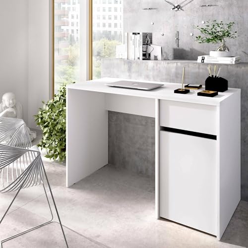 Dmora - Schreibtisch Denervo, Mehrzweckschreibtisch, Bürotisch für PC, Eckschreibtisch, 110x50 h74 cm, Weiß Dmora - Schreibtisch Denervo, Mehrzweckschreibtisch, Bürotisch für PC, Eckschreibtisch, 110x50 h74 cm, Weiß von Dmora