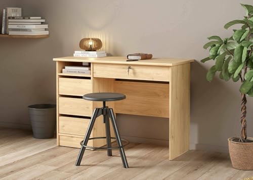 Dmora - Schreibtisch Eliane, Mehrzweckschreibtisch, Bürotisch für PC, Eckschreibtisch, 109x49 h76 cm, Eiche Dmora - Schreibtisch Eliane, Mehrzweckschreibtisch, Bürotisch für PC, Eckschreibtisch, 109x49 h76 cm, Eiche