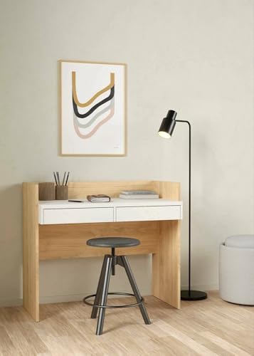 Dmora - Schreibtisch Jacqueline, Mehrzweckschreibtisch, Bürotisch für PC, Eckschreibtisch, 102x56 h89 cm, Eiche und Weiß Dmora - Schreibtisch Jacqueline, Mehrzweckschreibtisch, Bürotisch für PC, Eckschreibtisch, 102x56 h89 cm, Eiche und Weiß