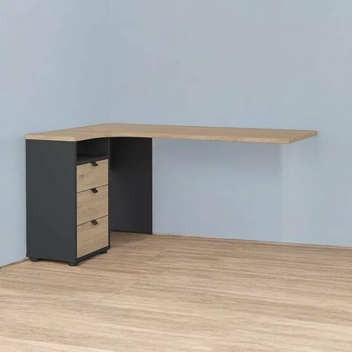 Dmora - Schreibtisch Pinot, Mehrzweckschreibtisch, Bürotisch für PC, Eckschreibtisch, 150x100 h76 cm, Eiche und Grau Dmora - Schreibtisch Pinot, Mehrzweckschreibtisch, Bürotisch für PC, Eckschreibtisch, 150x100 h76 cm, Eiche und Grau