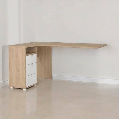 Dmora - Schreibtisch Pinot, Mehrzweckschreibtisch, Bürotisch für PC, Eckschreibtisch, 150x100 h76 cm, Eiche und Weiß Dmora - Schreibtisch Pinot, Mehrzweckschreibtisch, Bürotisch für PC, Eckschreibtisch, 150x100 h76 cm, Eiche und Weiß