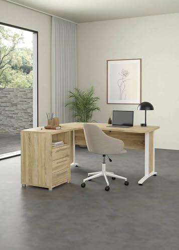 Dmora - Schreibtisch Sidonia, Mehrzweckschreibtisch, Bürotisch für PC, Eckschreibtisch, 159x150 h75 cm, Eiche und Weiß Dmora - Schreibtisch Sidonia, Mehrzweckschreibtisch, Bürotisch für PC, Eckschreibtisch, 159x150 h75 cm, Eiche und Weiß