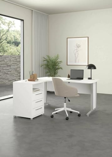 Dmora - Schreibtisch Sidonia, Mehrzweckschreibtisch, Bürotisch für PC, Eckschreibtisch, 159x150 h75 cm, Weiß und Grau Dmora - Schreibtisch Sidonia, Mehrzweckschreibtisch, Bürotisch für PC, Eckschreibtisch, 159x150 h75 cm, Weiß und Grau