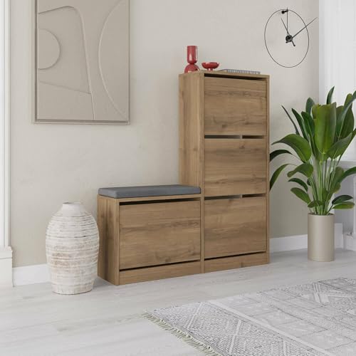 Dmora - Schuhschrank Alpherg, Schuhregal, Mehrzweck-Eingangsgarderobe, Möbel für Schuhe, 105x26 h119 cm, Eiche Dmora - Schuhschrank Alpherg, Schuhregal, Mehrzweck-Eingangsgarderobe, Möbel für Schuhe, 105x26 h119 cm, Eiche