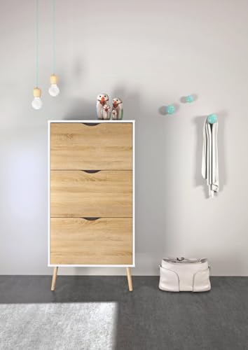 Dmora - Schuhschrank Belle, Schuhregal, Mehrzweck-Eingangsgarderobe, Möbel für Schuhe, 70x24 h139 cm, Weiß und Eiche Dmora - Schuhschrank Belle, Schuhregal, Mehrzweck-Eingangsgarderobe, Möbel für Schuhe, 70x24 h139 cm, Weiß und Eiche