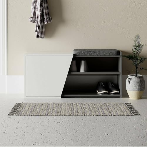 Dmora - Schuhschrank Dione, Schuhregal, Mehrzweck-Eingangsgarderobe, Möbel für Schuhe, 105x38 h47 cm, Anthrazit und Weiß Dmora - Schuhschrank Dione, Schuhregal, Mehrzweck-Eingangsgarderobe, Möbel für Schuhe, 105x38 h47 cm, Anthrazit und Weiß