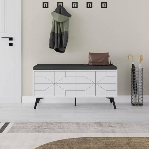 Dmora - Schuhschrank Majoris, Schuhregal, Mehrzweck-Eingangsgarderobe, Möbel für Schuhe, 107x35 h55 cm, Weiß Dmora - Schuhschrank Majoris, Schuhregal, Mehrzweck-Eingangsgarderobe, Möbel für Schuhe, 107x35 h55 cm, Weiß