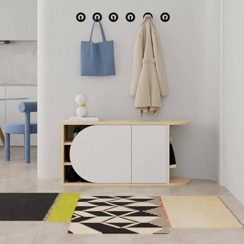 Dmora - Schuhschrank Marathus, Schuhregal, Mehrzweck-Eingangsgarderobe, Möbel für Schuhe, 104x37 h50 cm, Eiche und Weiß Dmora - Schuhschrank Marathus, Schuhregal, Mehrzweck-Eingangsgarderobe, Möbel für Schuhe, 104x37 h50 cm, Eiche und Weiß