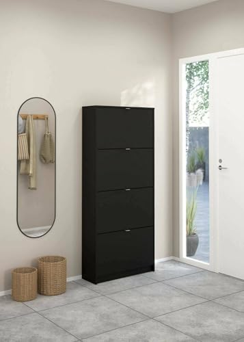 Dmora - Schuhschrank Natalie, Schuhregal, Mehrzweck-Eingangsgarderobe, Möbel für Schuhe, 70x24 h162 cm, Schwarz Dmora - Schuhschrank Natalie, Schuhregal, Mehrzweck-Eingangsgarderobe, Möbel für Schuhe, 70x24 h162 cm, Schwarz