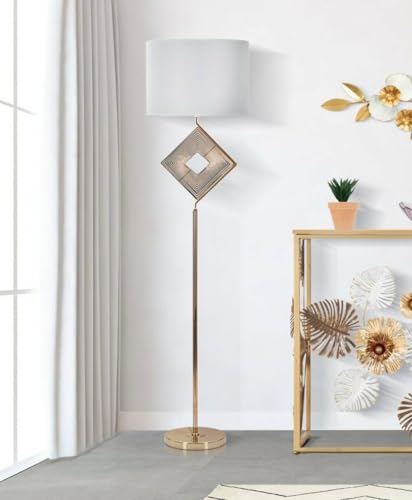 Dmora - Stehlampe Bionaz, Bodenlicht, Lampe, Stehleuchte, 40x40 h161 cm, Weiß und Gold Dmora - Stehlampe Bionaz, Bodenlicht, Lampe, Stehleuchte, 40x40 h161 cm, Weiß und Gold