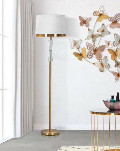 Dmora - Stehlampe Tortona, Bodenlicht, Lampe, Stehleuchte, 40x40 h153 cm, Weiß und Gold Dmora - Stehlampe Tortona, Bodenlicht, Lampe, Stehleuchte, 40x40 h153 cm, Weiß und Gold