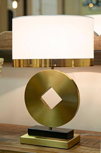 Dmora - Tischlampe Bogogno, Schreibtischleuchte, Büroleuchte, Arbeitslampe, 30x30 h53 cm, Weiß und Gold Dmora - Tischlampe Bogogno, Schreibtischleuchte, Büroleuchte, Arbeitslampe, 30x30 h53 cm, Weiß und Gold