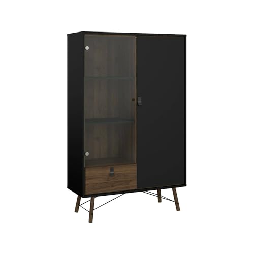 Dmora - Vitrine Zoe, Glas-Sideboard, Mehrzweckvitrine, Hängendes Bücherregal mit Glastüren, 102x40 h162 cm, Schwarz und Walnuss Dmora - Vitrine Zoe, Glas-Sideboard, Mehrzweckvitrine, Hängendes Bücherregal mit Glastüren, 102x40 h162 cm, Schwarz und Walnuss