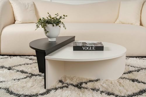 Dmora - Wohnzimmertisch Feglino, Niedriger Wohnzimmertisch, Kaffeeregal, Couchtisch für Sofa, 90x60 h35 cm, Weiß und Schwarz von Dmora