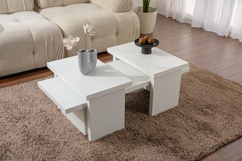 Dmora - Wohnzimmertisch Prepotto, Niedriger Wohnzimmertisch, Kaffeeregal, Couchtisch für Sofa, 110x45 h42 cm, Weiß Dmora - Wohnzimmertisch Prepotto, Niedriger Wohnzimmertisch, Kaffeeregal, Couchtisch für Sofa, 110x45 h42 cm, Weiß von Dmora