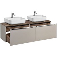 Doppel Waschtisch-Unterschrank 160cm taupe mit Vintage Oak PUEBLA-56-TAUPE, B/H/T 160,4/63,5/46 cm