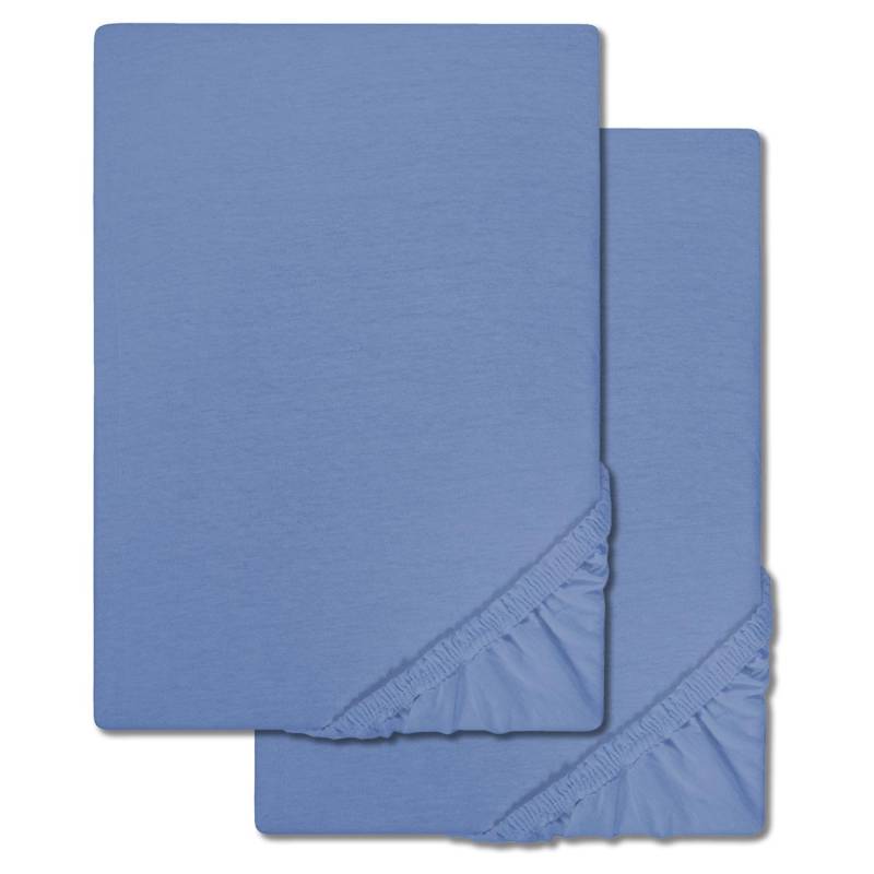 Doppelpack CloudComfort Basic Spannbettlaken Jersey-Stretch blau 90 x 190 - 100 x 200 cm (2 Stück)