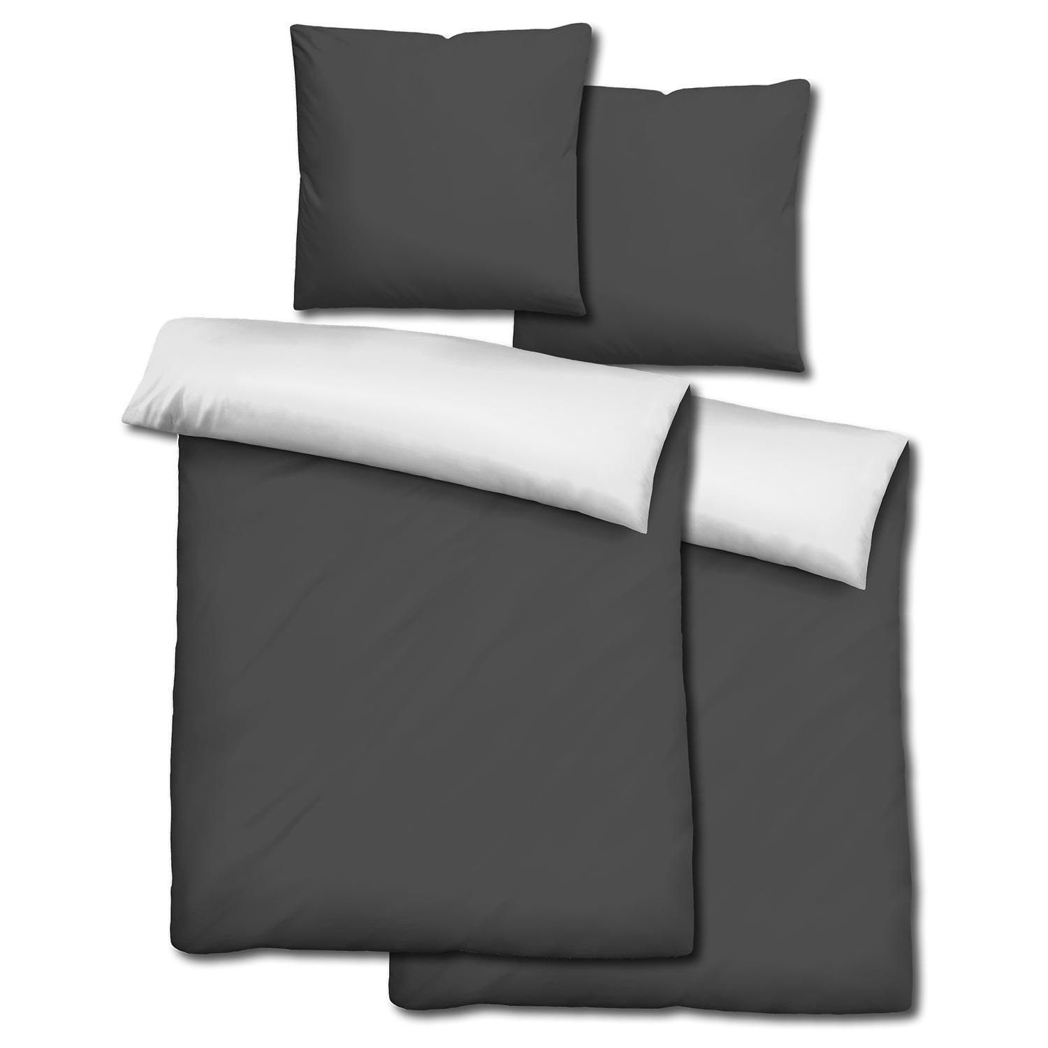 Doppelpack CloudComfort Basic Wendebettwäsche schwarz/weiß 155 x 220 + 80 x 80 cm Doppelpack CloudComfort Basic Wendebettwäsche schwarz/weiß 155 x 220 + 80 x 80 cm