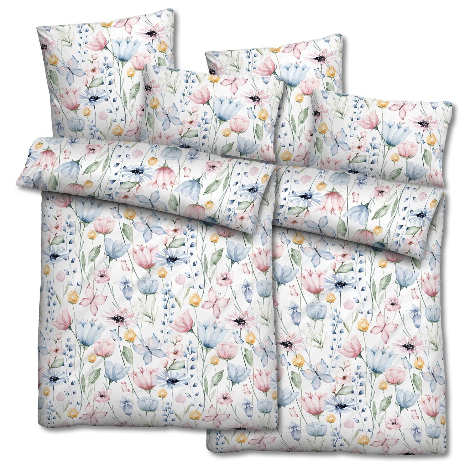 Doppelpack Mikrofaser Seersucker Bettwäsche 135 x 200 + 80 x 80 cm + 40 x 80 cm 3-teilig