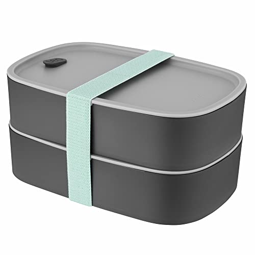 BergHoff Bento-Box doppelt - Leo (Lunchbox-Set 19x12,5x9 cm, zwei Boxen, mikrowellenfest, luftdichter Verschluss, Brotzeitboxen spülmaschinenfest, ideal für Snacks / Brotzeit / Salat) 3950126 von Berghoff