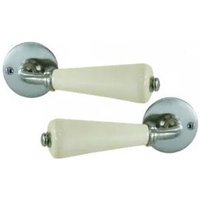 Dt 2000 - Doppelte Türdrücker aus ungefärbtem Porzellan auf einer Rosette aus satiniertem Nickel. von DT 2000