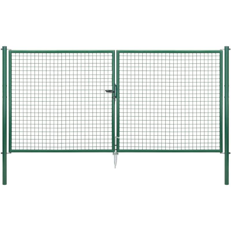 Doppeltor für Maschendraht- und Alberts Fix-Clip Pro-Zaun Grün 150 cm x 300 cm