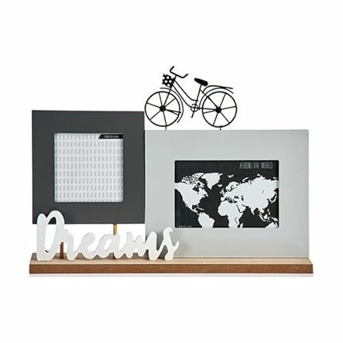 Gift Decor Dreams Fahrrad-Bilderrahmen, Weiß, Schwarz, Grau, Holz, 6 x 27 x 37,5 cm (6 Stück) von Gift Decor