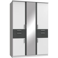 Drehtürenschrank 4-türig, inkl. 1 Spiegel und 2 Schubladen KOBLENZ von Wimex Weiß / Graphit