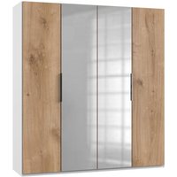 Schrank 200 cm breit mit Spiegel LEVEL36 A Holzoptik Braun / Weiß