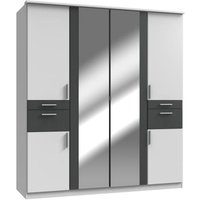 Drehtürenschrank 6-türig, inkl. 2 Spiegel und 4 Schubladen KOBLENZ von Wimex Weiß / Graphit