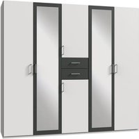 Drehtürenschrank mit Spiegel 225 cm breit DIVER Weiß / Graphit
