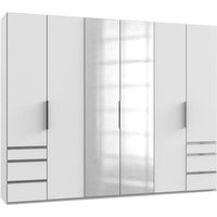 Kleiderschrank 3m mit Spiegel und Schubladen LEVEL36 A Weiß