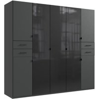 Drehtürenschrank 7-türig inkl. 3 Glastüren und 4 Schubladen DANZIG von Wimex Graphit / Glas Schwarz