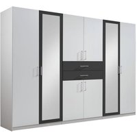 Kleiderschrank groß 270 cm breit Weiß / Graphit