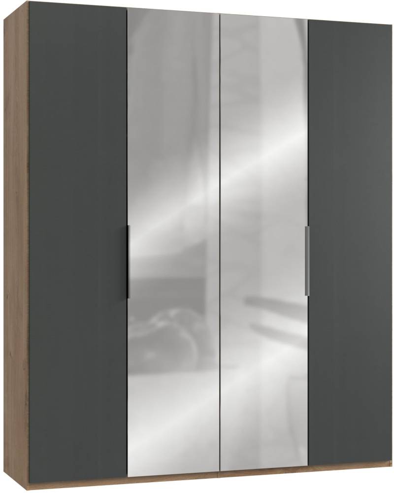 Drehtürenschrank Level 36A mit Spiegel ca.200cm Graphitfarben