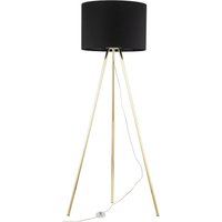 Dreibein Stehlampe 160 cm Metall Stoff E27 Gold Schwarz von TK Lighting