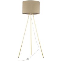 Dreibein Stehlampe Gold Braun 160 cm Metall Leinen E27 von TK Lighting