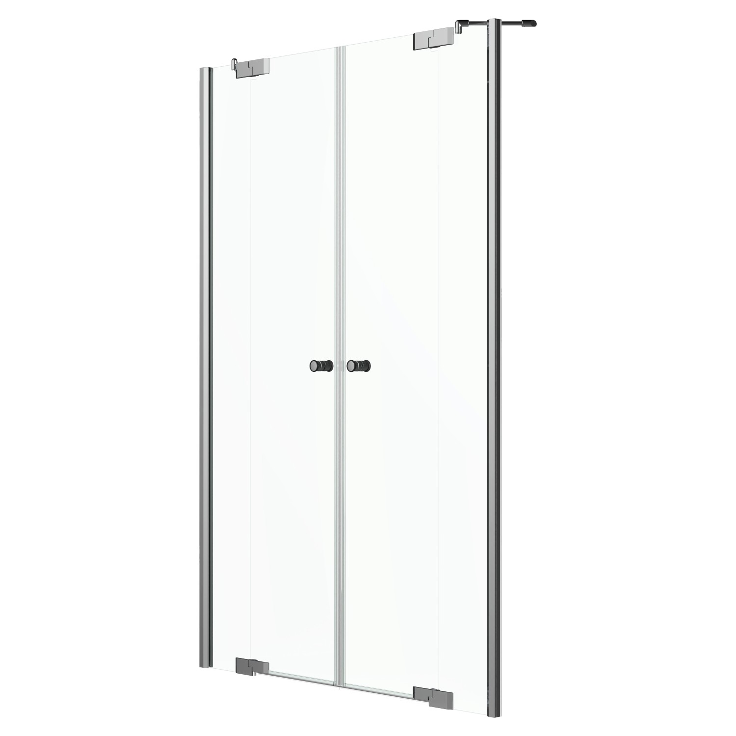Dusch-Pendeltür Brava Frame mit 2 Festteilen in Nische Chrom 170 cm x 200 cm von Tardis