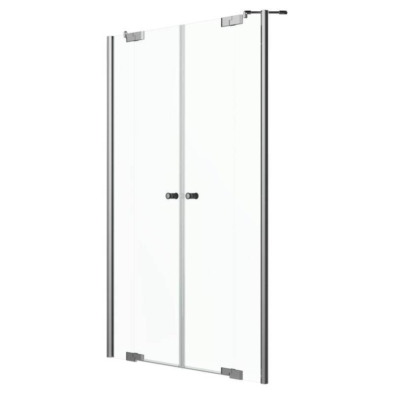 Dusch-Pendeltür Brava Frame mit 2 Festteilen in Nische Chrom 190 cm x 200 cm von Tardis