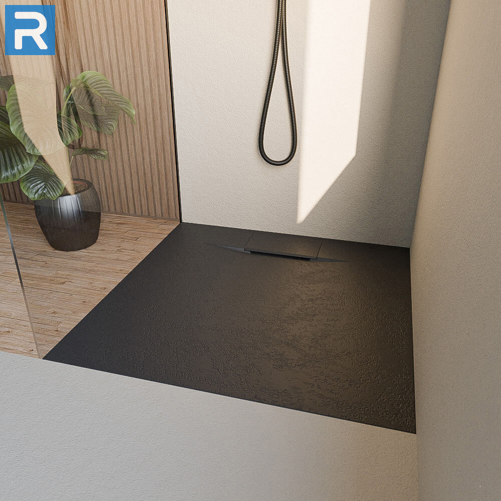 Duschwanne Duschtasse Rutschfest SMC Steinoptik Schwarz inkl. Ablaufgarnitur und Montagefüße 90 x 90 x 2,5 cm Duschwanne Duschtasse Rutschfest SMC Steinoptik Schwarz inkl. Ablaufgarnitur und Montagefüße 90 x 90 x 2,5 cm
