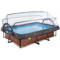 EXIT Wood Pool 300x200x65cm mit Filterpumpe und Abdeckung - braun