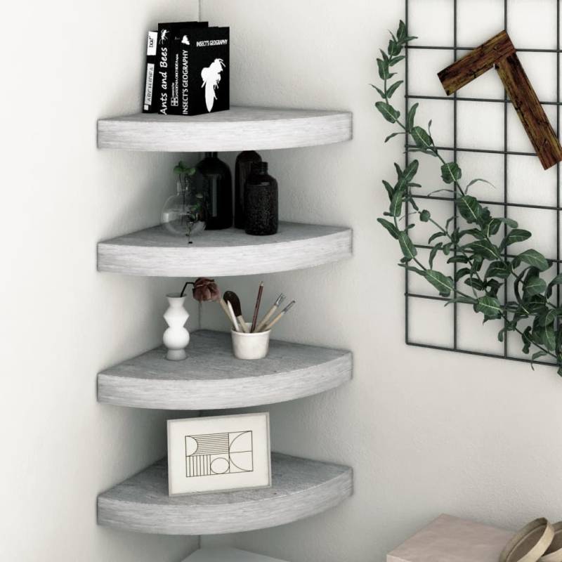 Eck-Schweberegale 4 Stk. Betongrau 35x35x3,8 cm MDF Betongrau 25 x 25 x 3.8 cm 1