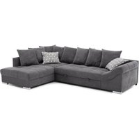 Eckcouch mit Schlaffunktion Grau 202 x 299 cm Memphis Stone
