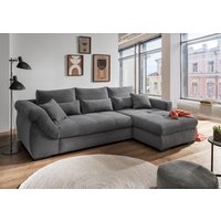 Wohnlandschaft inkl. Liegefunktion und Bettkasten Cord Grau