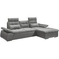 Ecksofa JAKARTA rechts inkl. Liegefunktion  Anthrazit / Lederlook Dunkelgrau